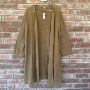 Talbots NEW Duster Cardigan Gold Knit Women’s 3X Metallic Tan Plus Size 3XL